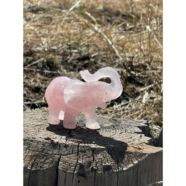 CARVED ROSE QUARTZ ELEPHANT