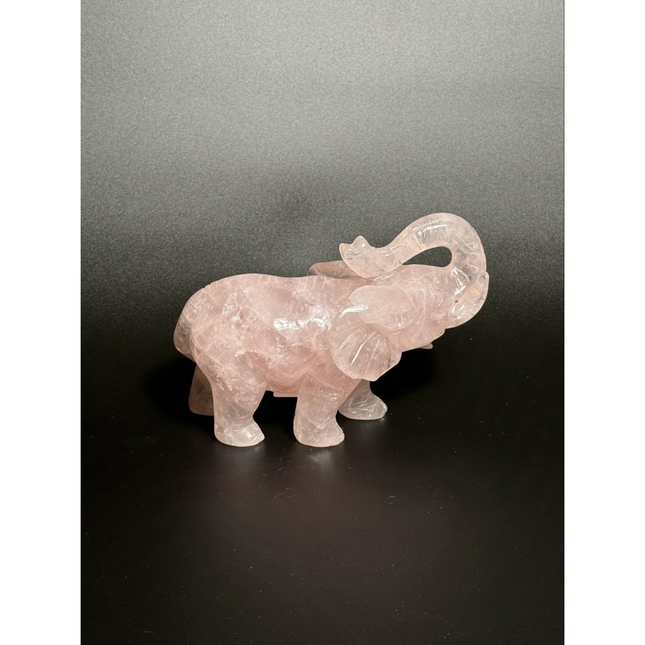 CARVED ROSE QUARTZ ELEPHANT