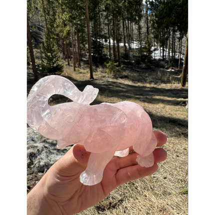CARVED ROSE QUARTZ ELEPHANT