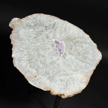 Agate end table with a druzy pocket