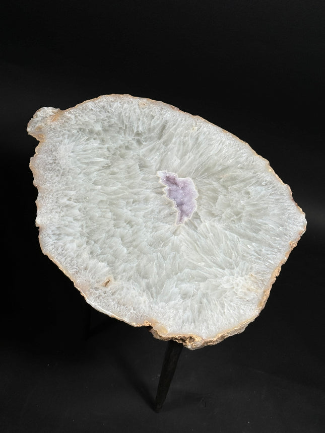 Agate end table with a druzy pocket