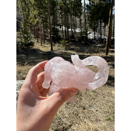 CARVED ROSE QUARTZ ELEPHANT