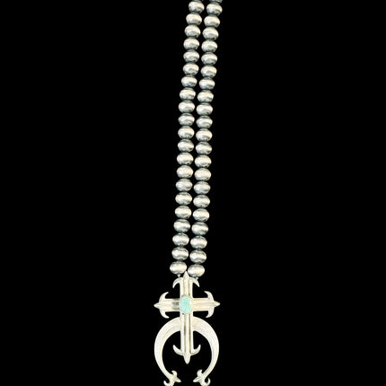 NAVAJO PEARLS WITH SILVER TURQUOISE PENDANT