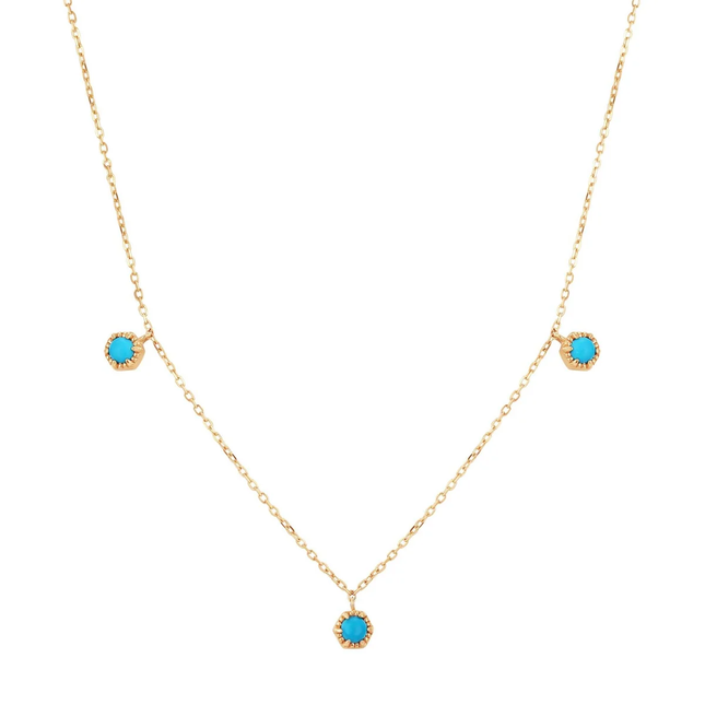 Turquoise 3-Stone Station Necklace