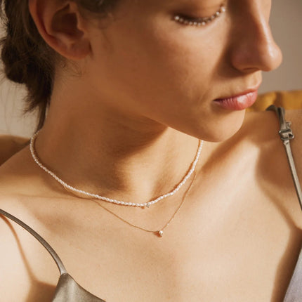 White Pearl & White Sapphire Necklace