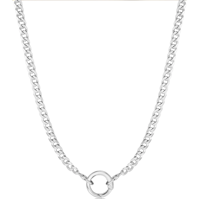 SILVER CURB CHAIN WITH POP CHARM CONNECTOR